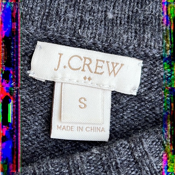 J. Crew grey color blocked crew neck sweater with shoulder/side seam zippers - Picture 3 of 10